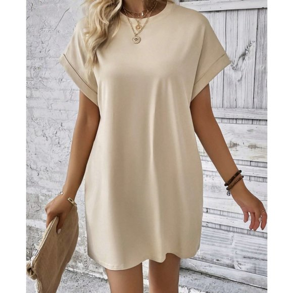 Contemporary Batwing Sleeve Hidden Pocket Tee Dress - Picture 2 of 5